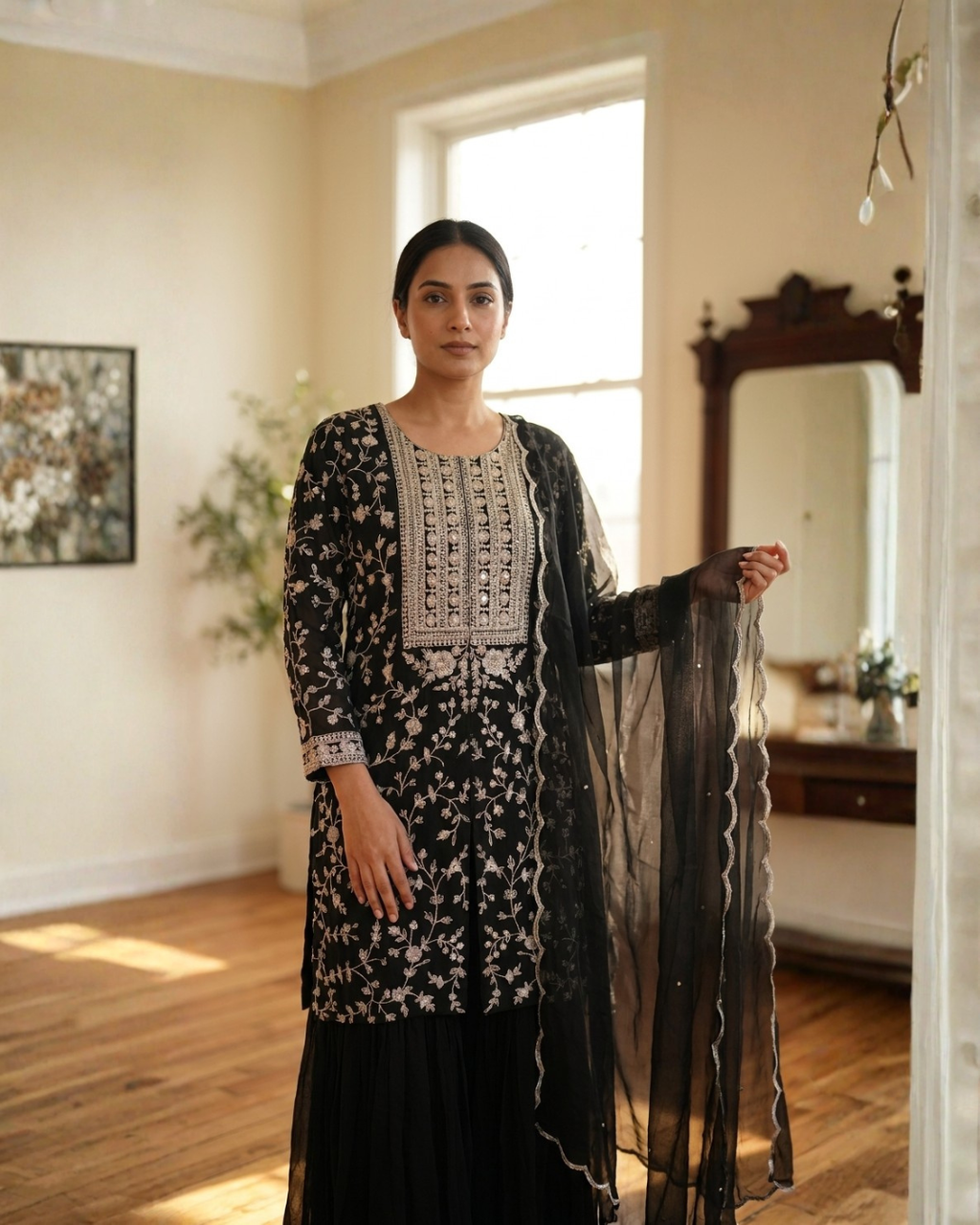 PANNA'S PANTRY BLACK FANCY SHARARA