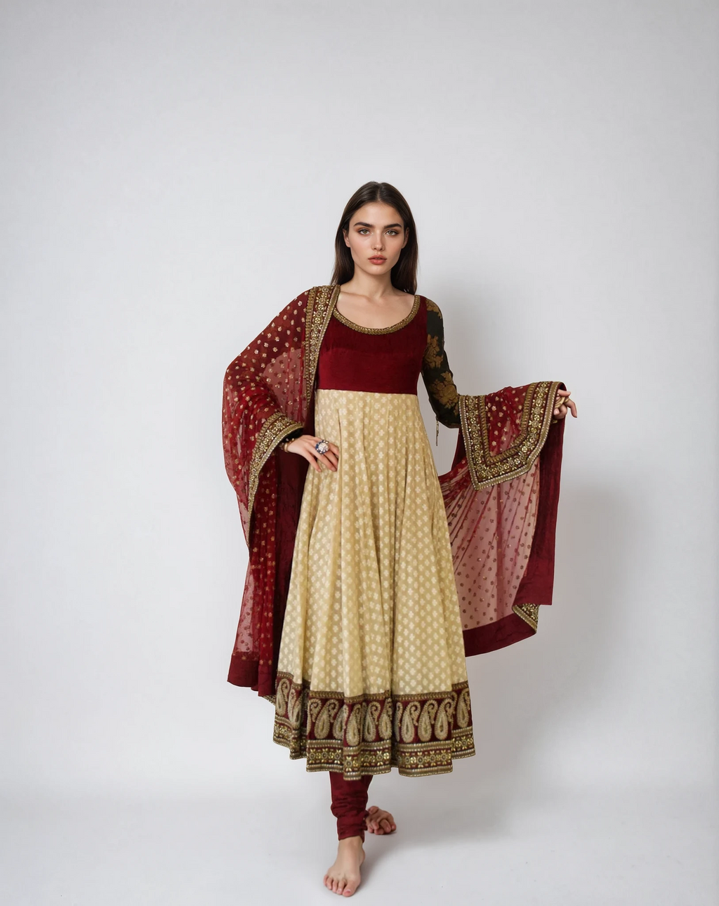*SABYASACHI RED AND GOLD ANARKALI