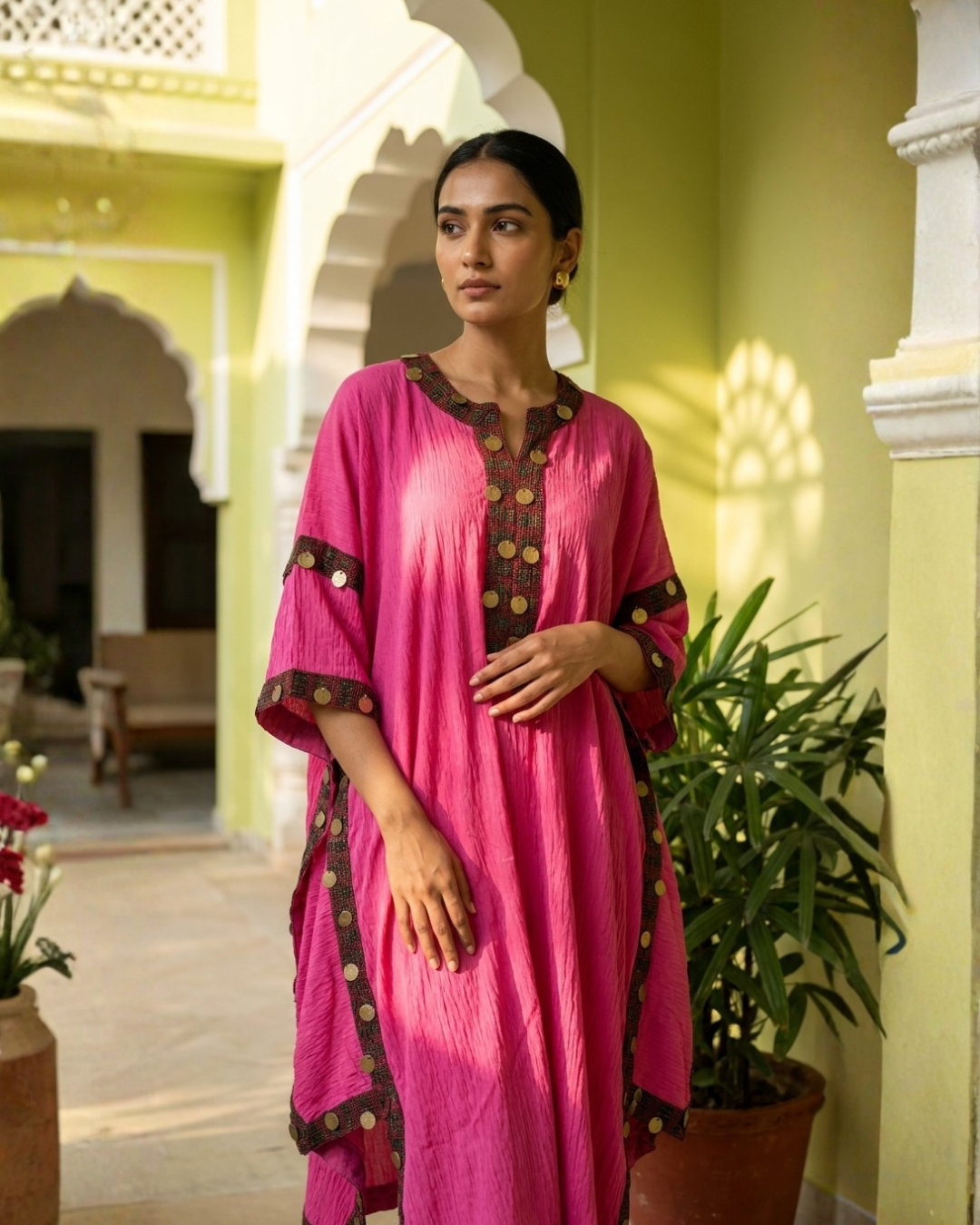 PANNA'S PANTRY PINK COIN KAFTAN