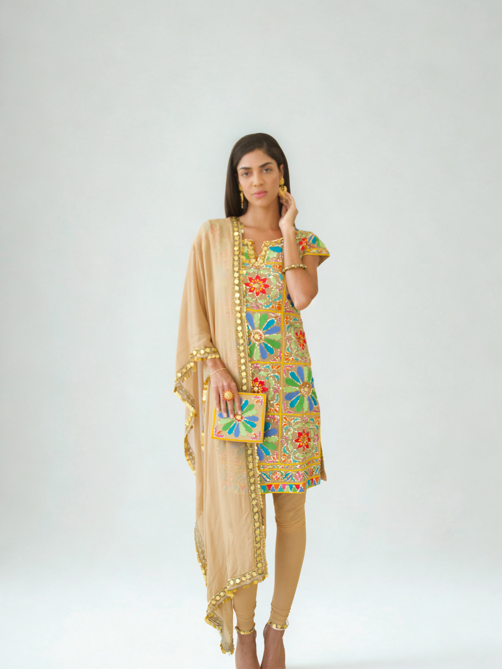 PRITI MESHRAM KAPOOR CHURIDAAR SUIT WITH MULTICOLOR EMBROIDERY