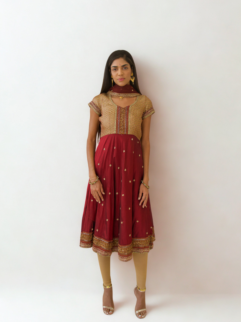 *PANNA'S PANTRY MAROON & GOLD ANARKALI