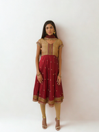 PANNA'S PANTRY MAROON & GOLD ANARKALI
