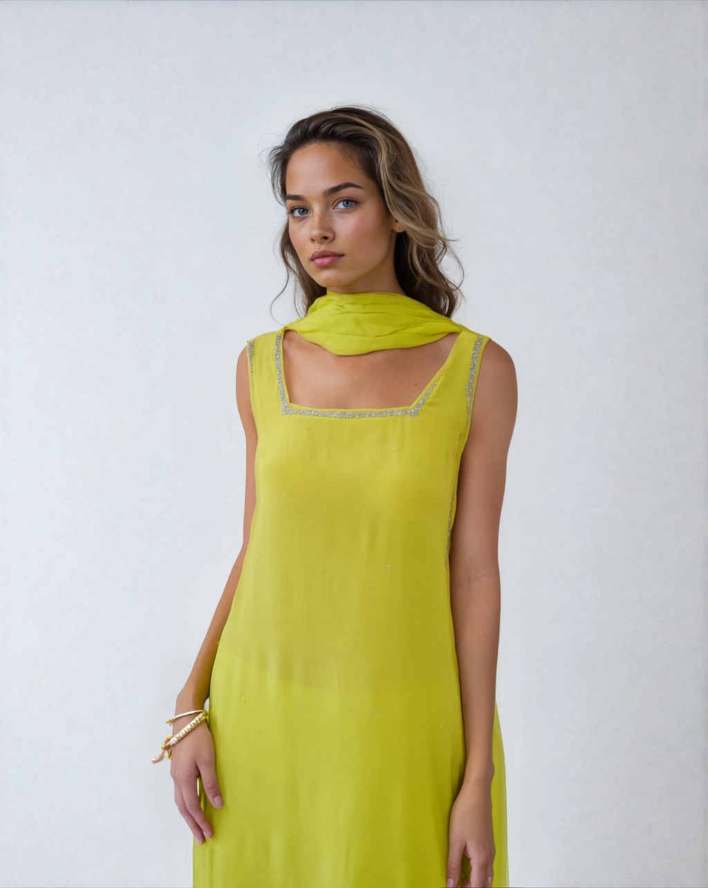 *PANNA'S PANTRY LIME GREEN KURTI