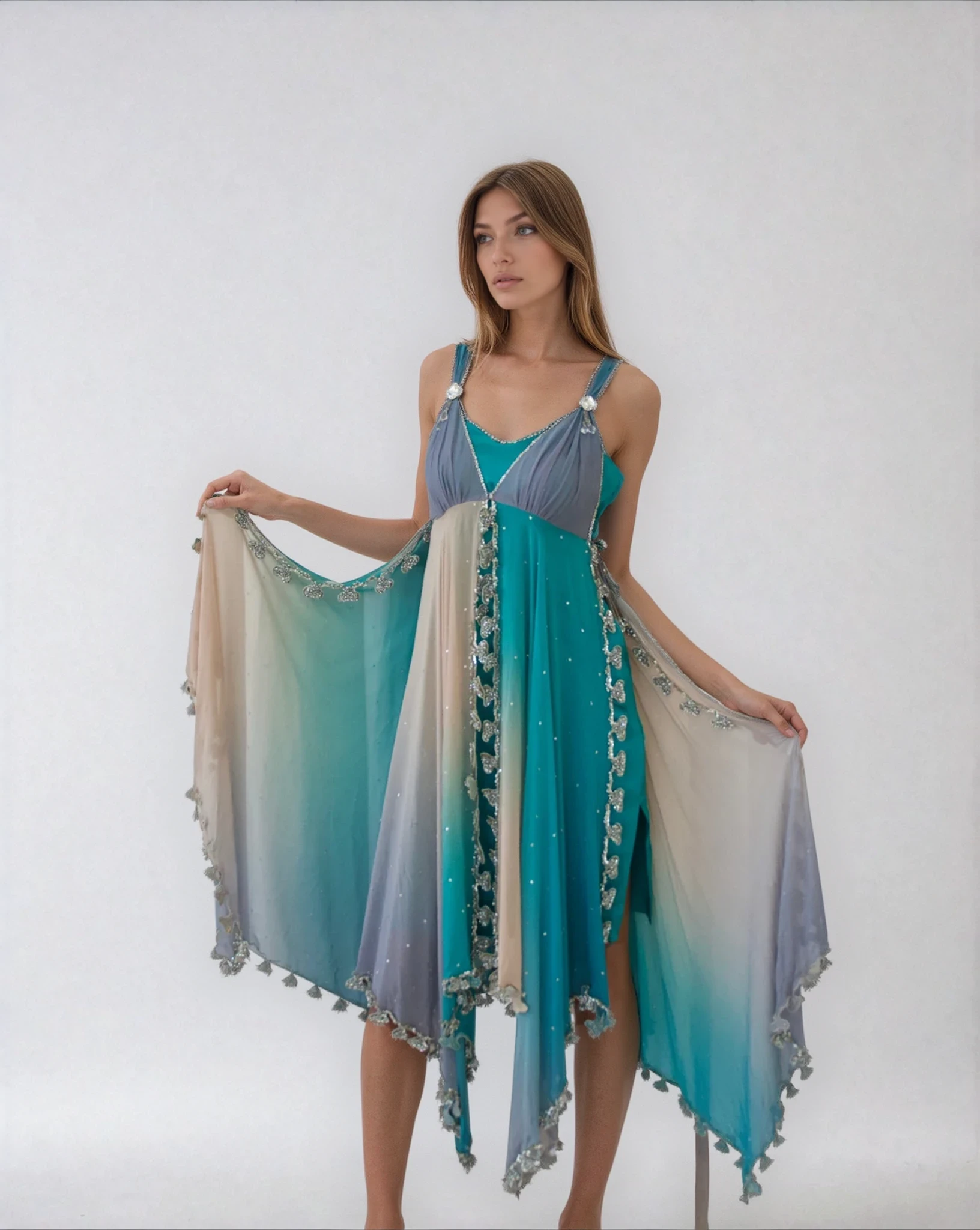 *PANNA'S PANTRY BLUE ASYMETRICAL DRESS