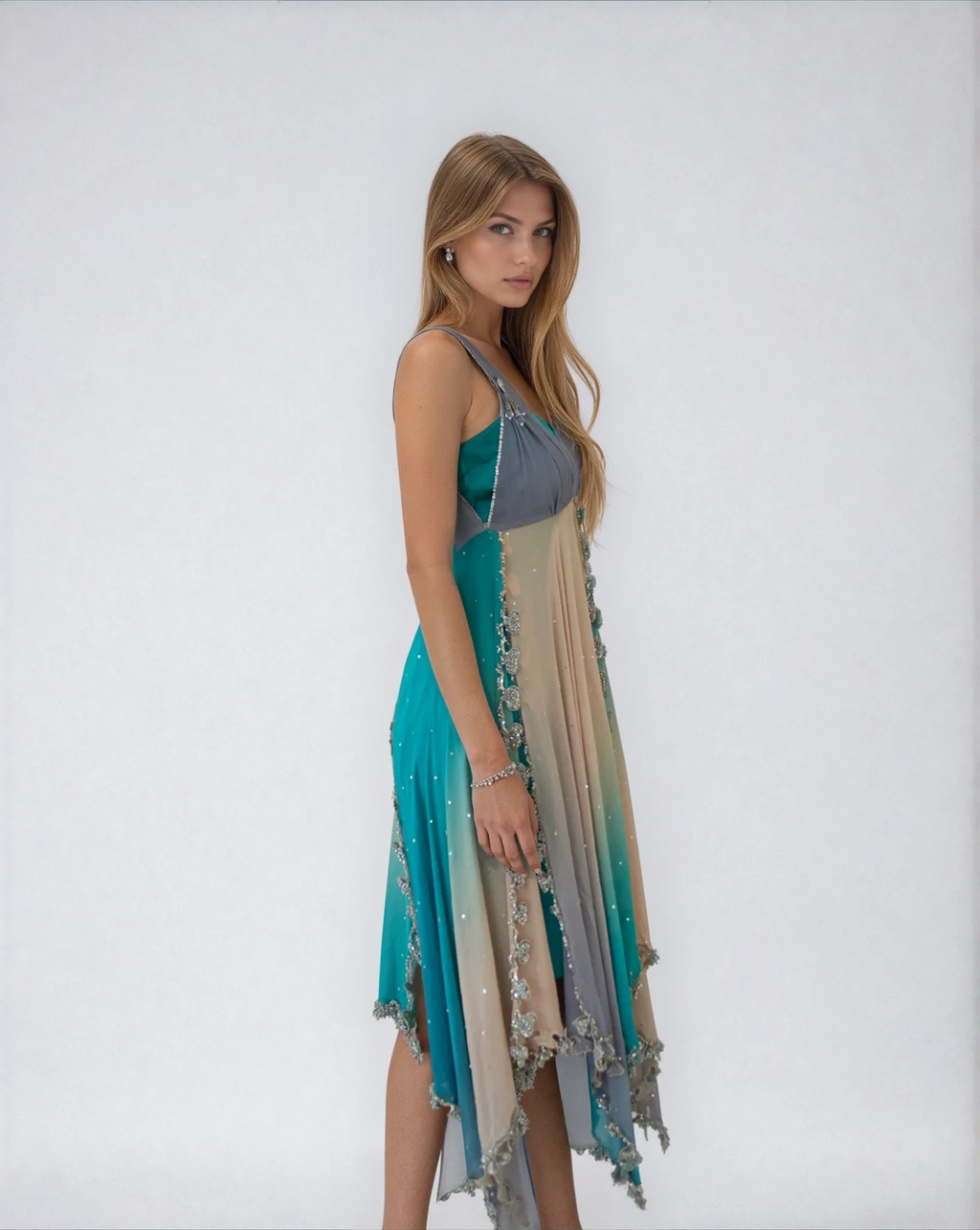 *PANNA'S PANTRY BLUE ASYMETRICAL DRESS