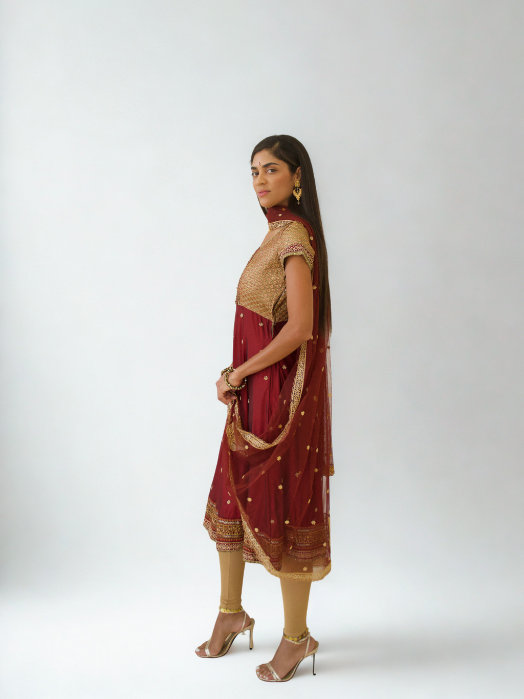 *PANNA'S PANTRY MAROON & GOLD ANARKALI