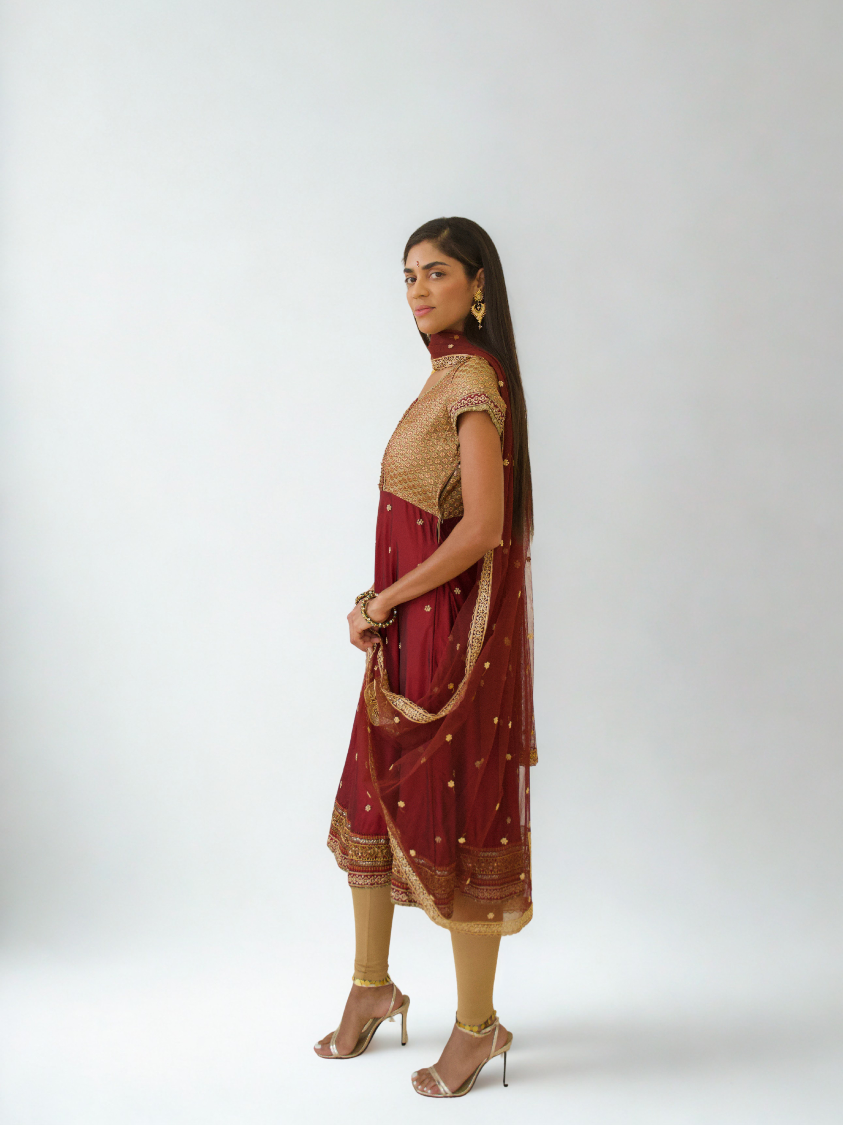 *PANNA'S PANTRY MAROON & GOLD ANARKALI