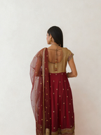 PANNA'S PANTRY MAROON & GOLD ANARKALI