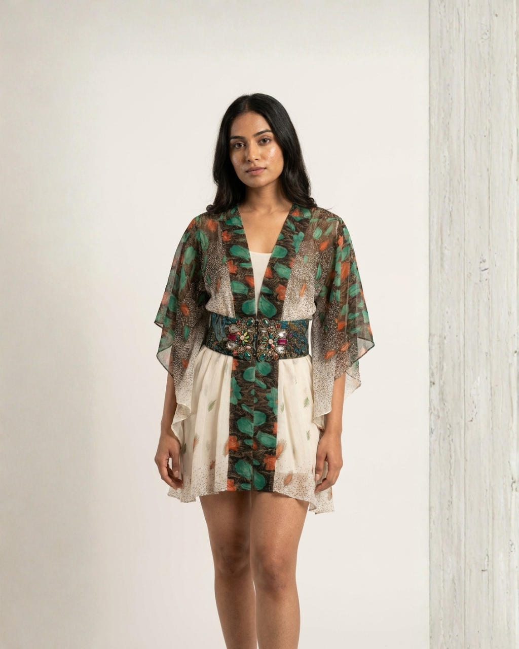 MEGHAN LA GREEN & WHITE KAFTAN