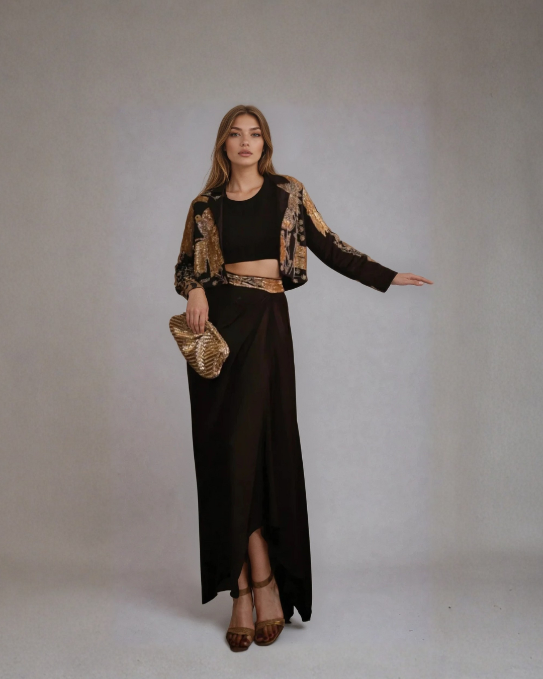 PANNA'S PANTRY BLACK DHOTI SKIRT WITH JACKET