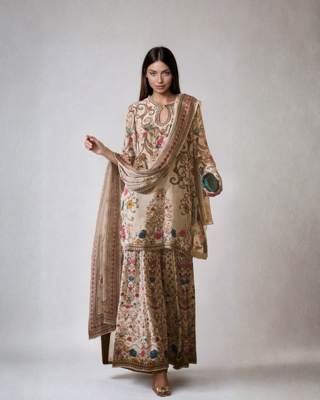 *PANNA'S PANTRY OFF WHITE SHARARA SUIT SET