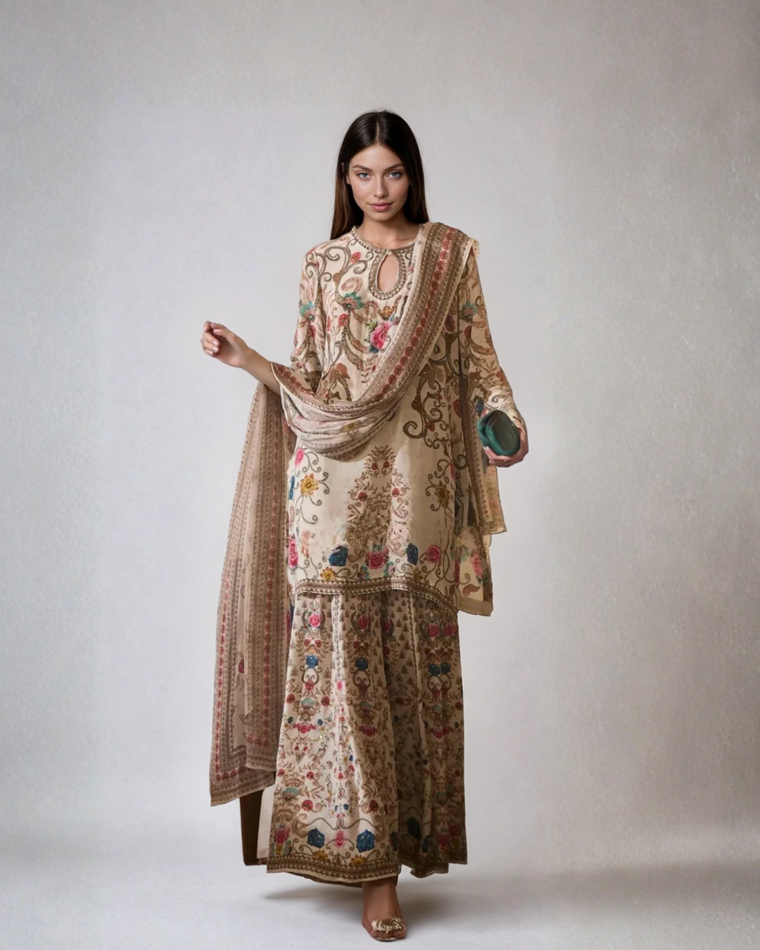 *PANNA'S PANTRY OFF WHITE SHARARA SUIT SET