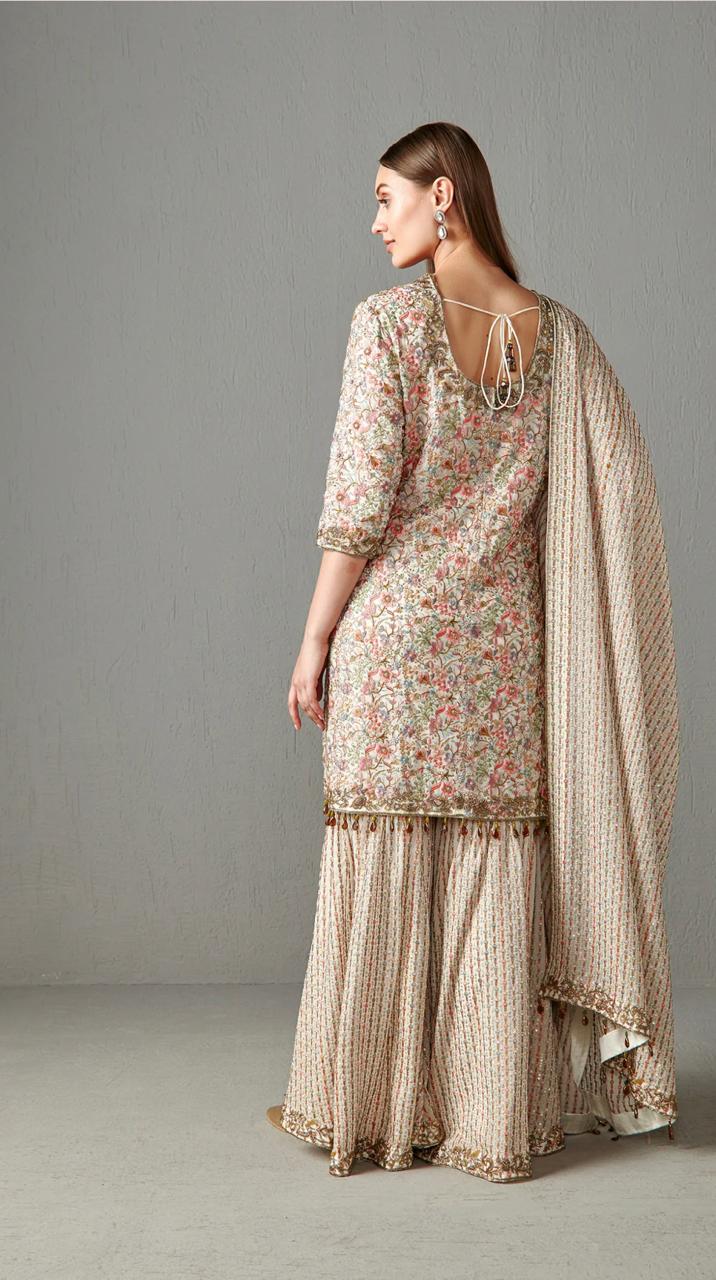 RABANI & RAKHA BEIGE KURTA GARARA SET