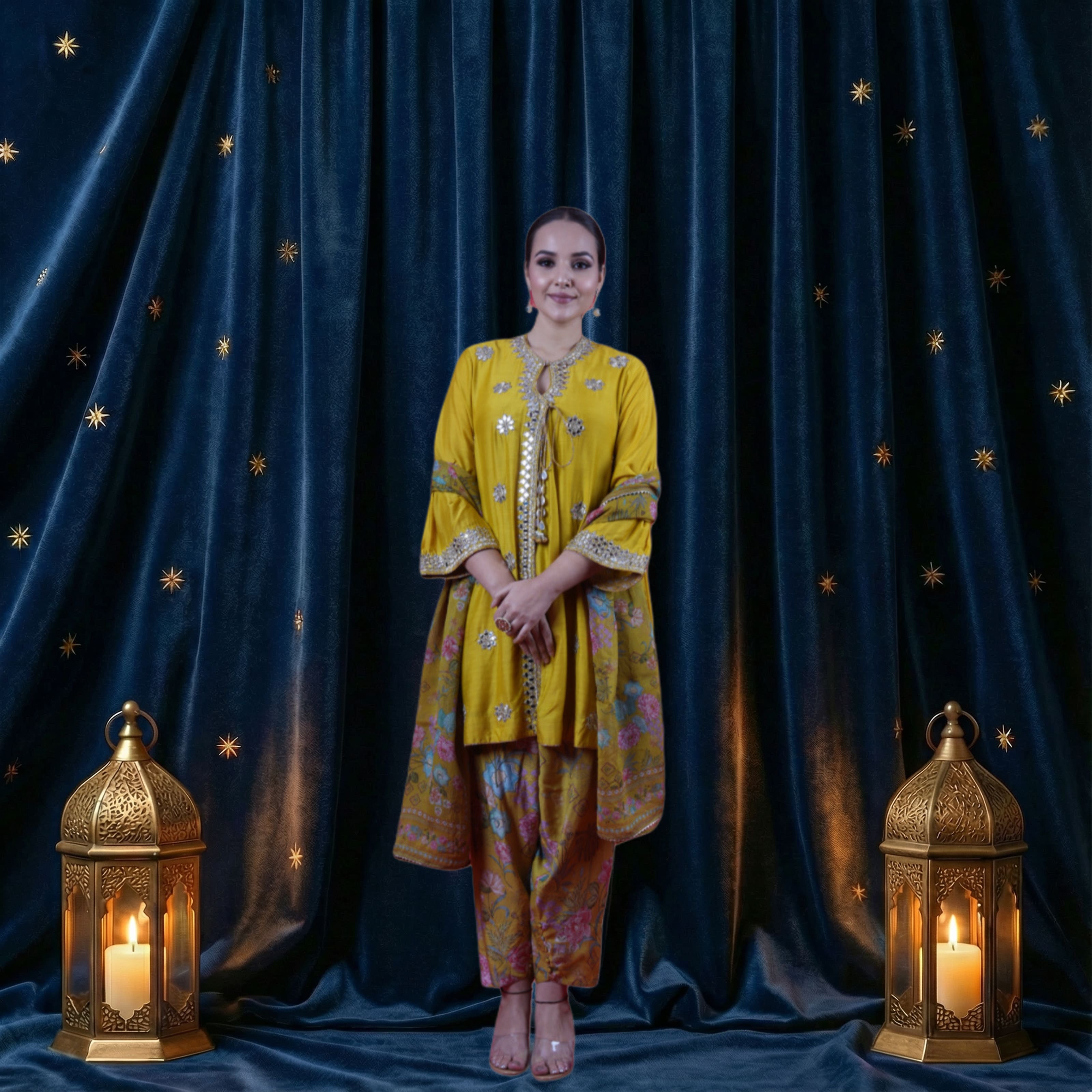 TANU MALHOTRA MUSTARD GREEN ANGRAKHA