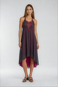 ARCHANA KOCCHAR GREY AND HOT PINK HI-LOW MIDI DRESS
