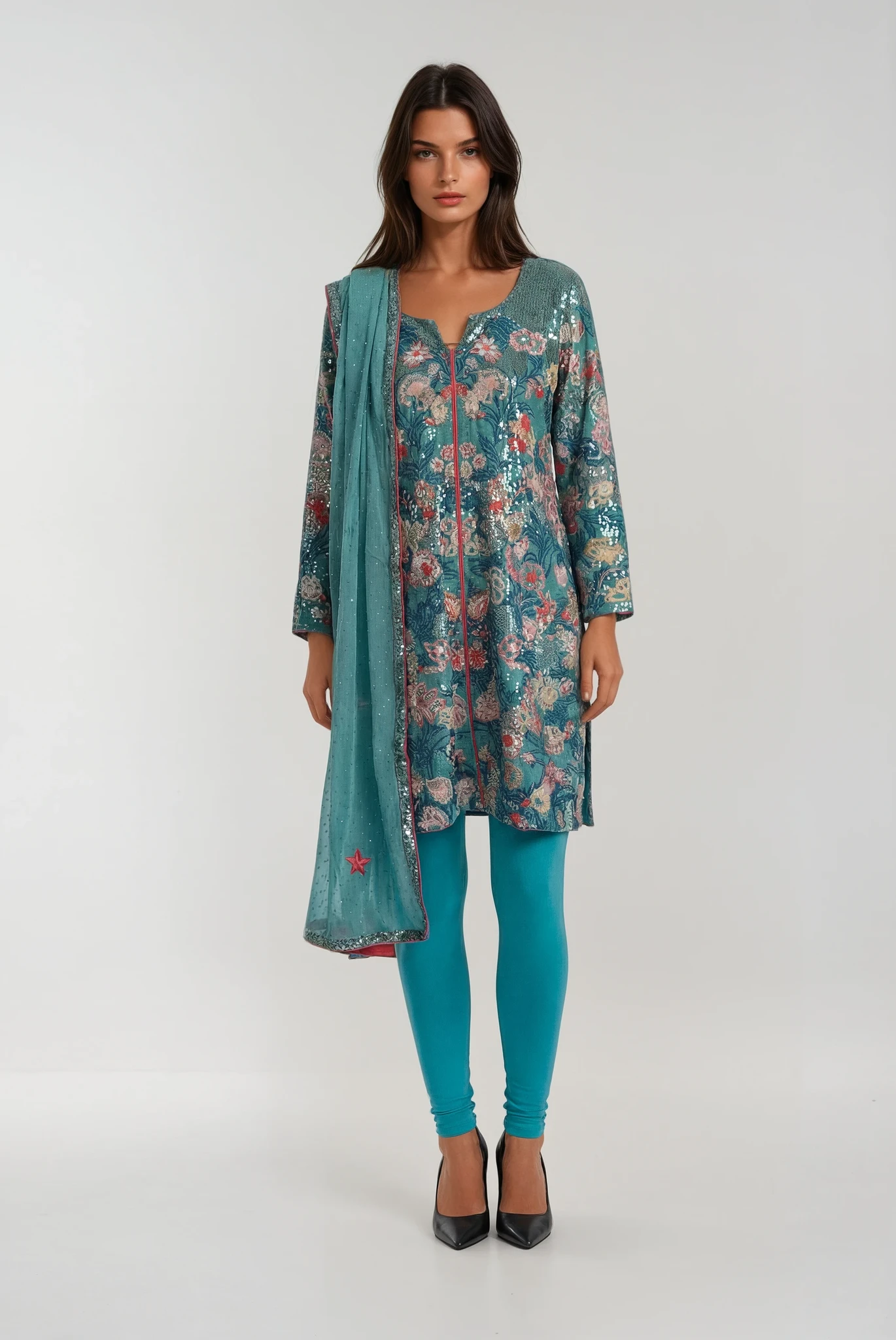GREEN BLUE KURTA SET