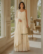 RABANI & RAKHA IVORY KURTA SHARARA SET