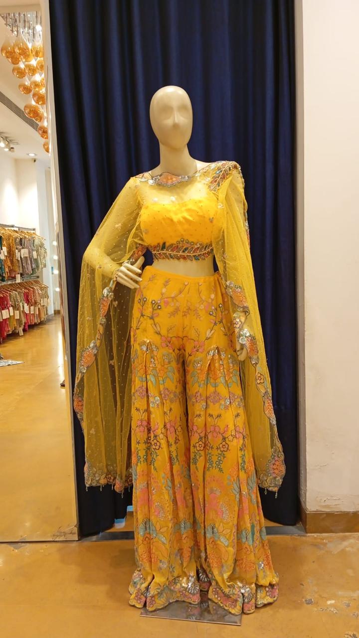 RABANI & RAKHA YELLOW CAPE SET
