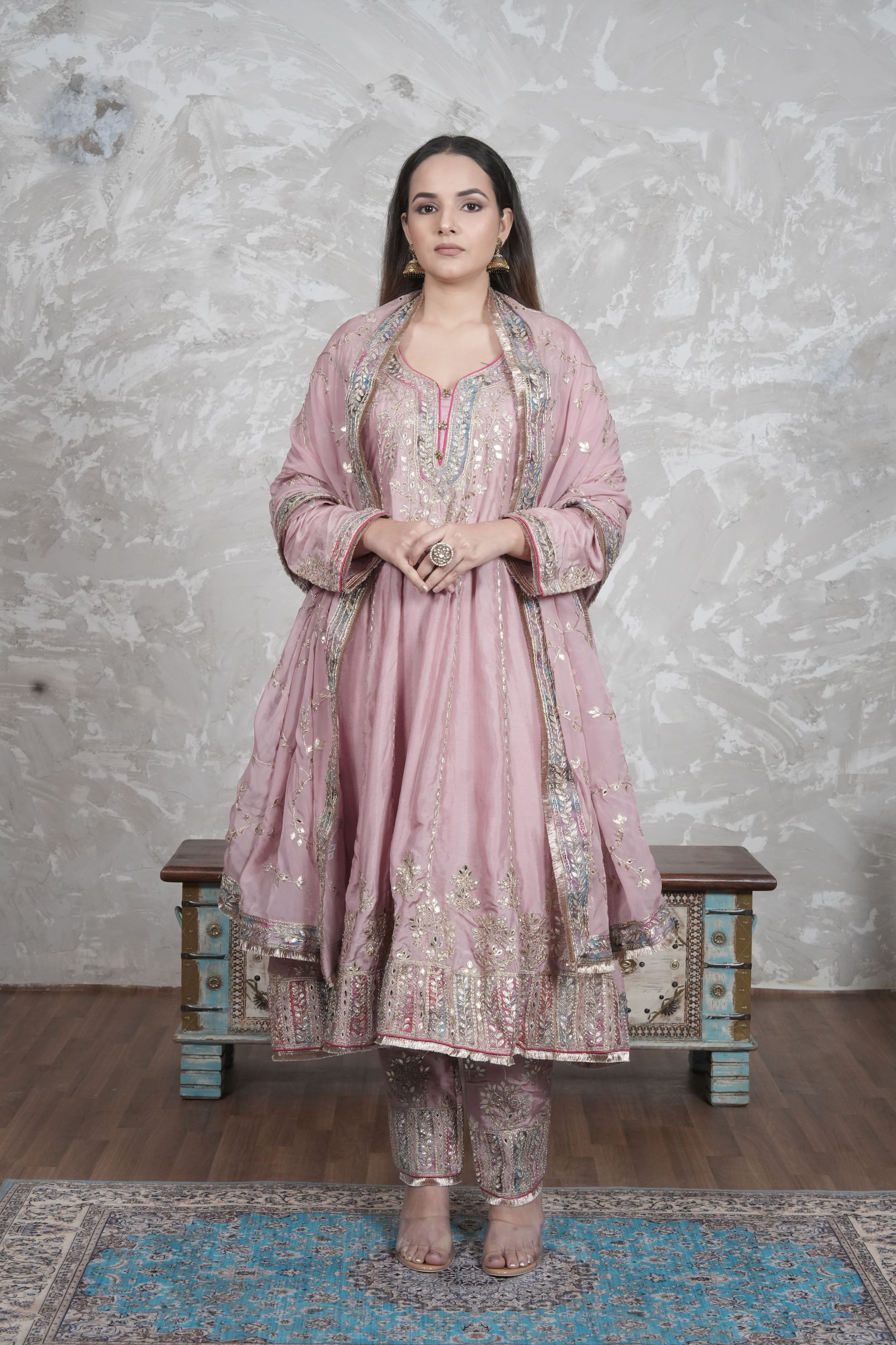 PRIVE LAVENDER GOTA FROCK WITH STRAIGHT LEG SUIT
